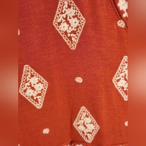 Torrid Top Womens  2XL Boho Orange LngBellSlves Embroidered V-Neck Women's Top - Picture 7 of 10
